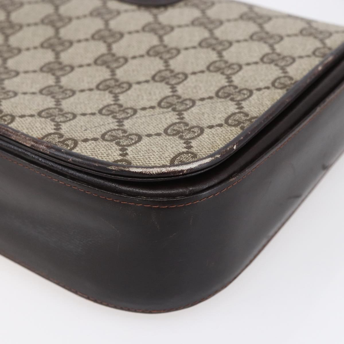 GUCCI GG Supreme Shoulder Bag PVC Beige Gold Auth 152000