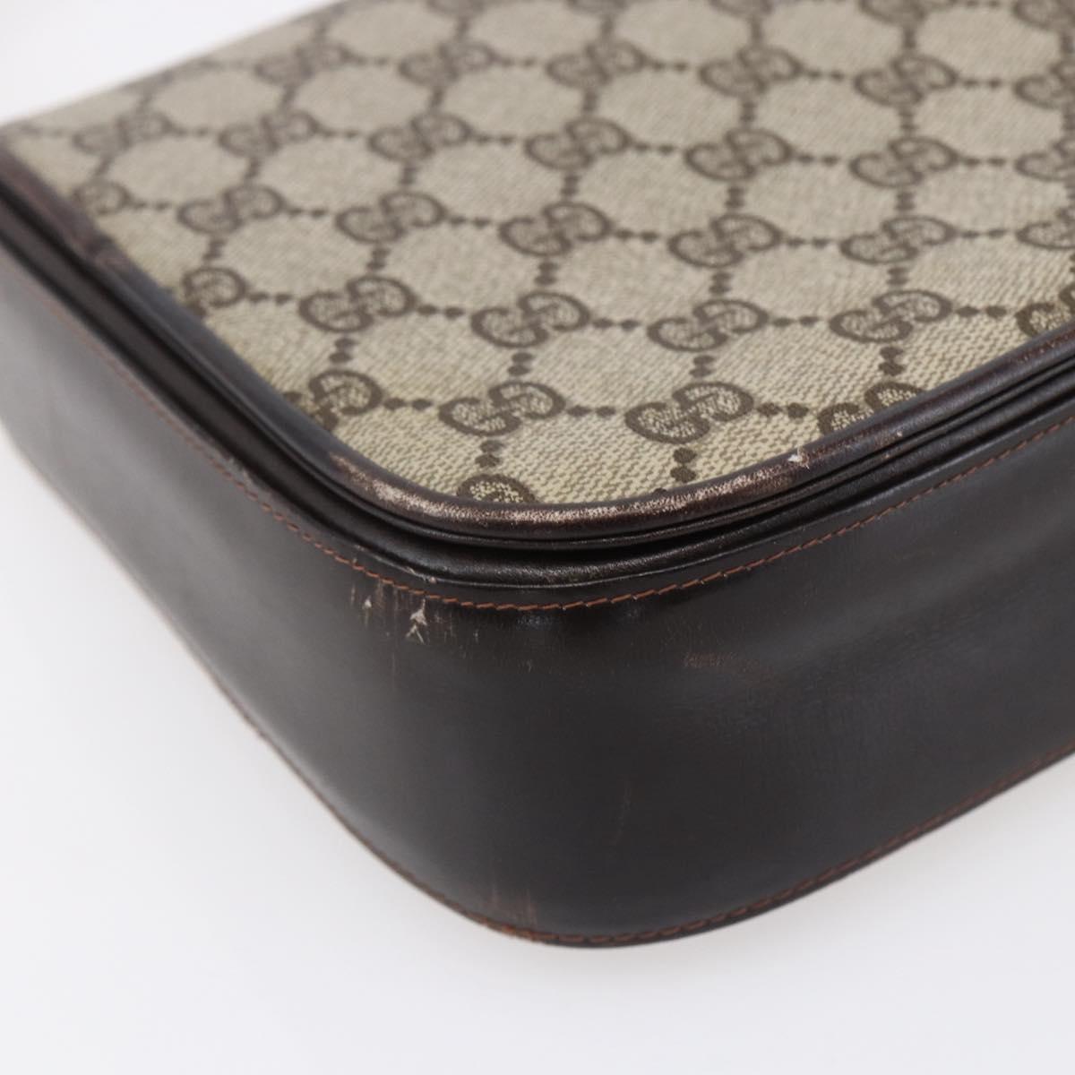 GUCCI GG Supreme Shoulder Bag PVC Beige Gold Auth 152000