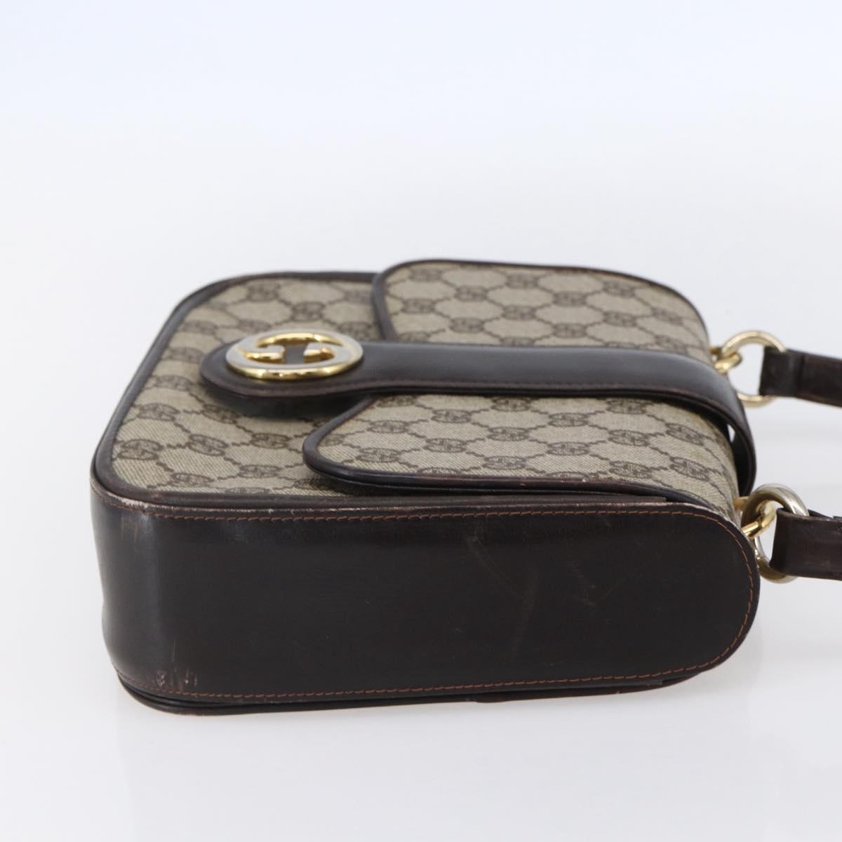 GUCCI GG Supreme Shoulder Bag PVC Beige Gold Auth 152000