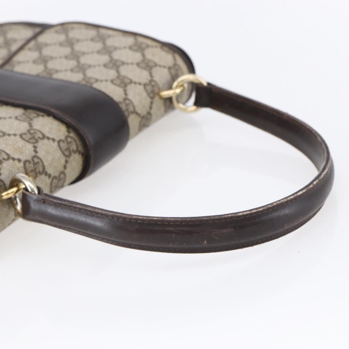 GUCCI GG Supreme Shoulder Bag PVC Beige Gold Auth 152000