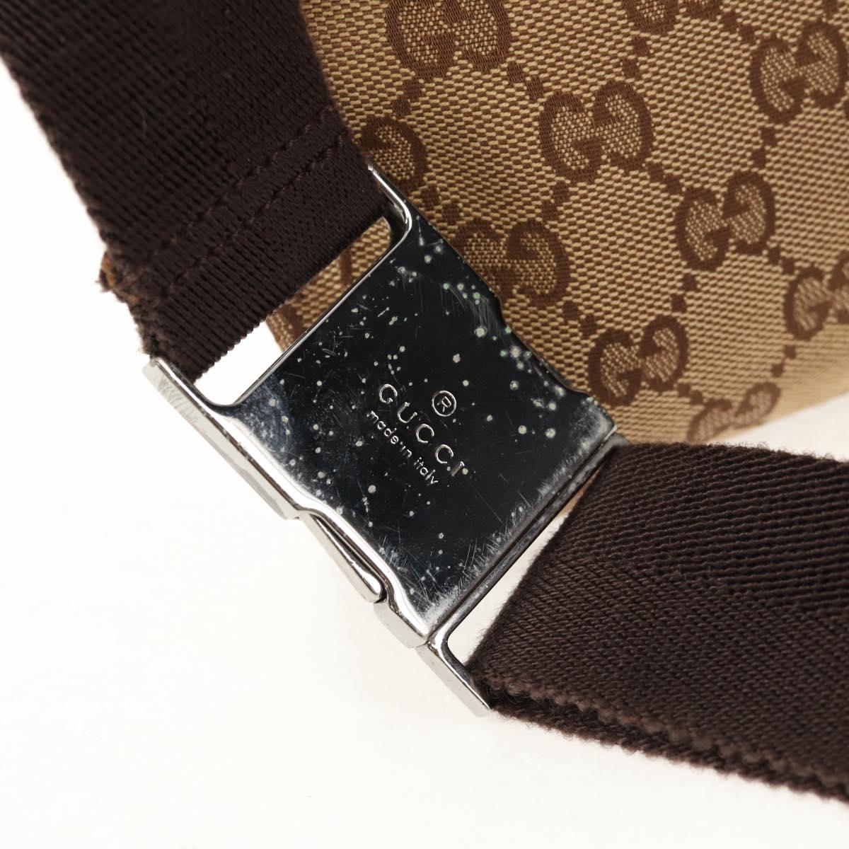 GUCCI GG Canvas Waist Bag Beige Silver 28566 Auth 152001