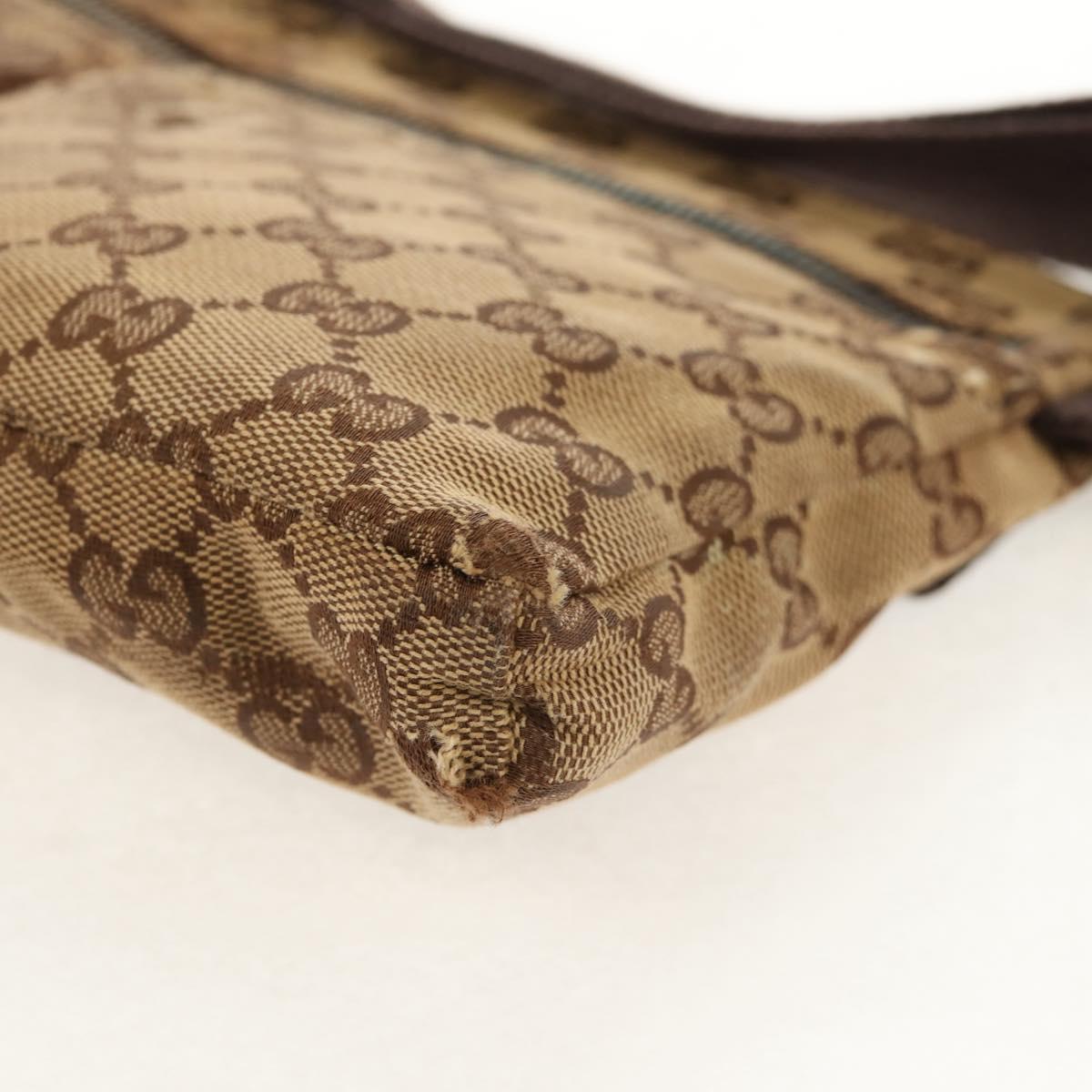 GUCCI GG Canvas Waist Bag Beige Silver 28566 Auth 152001