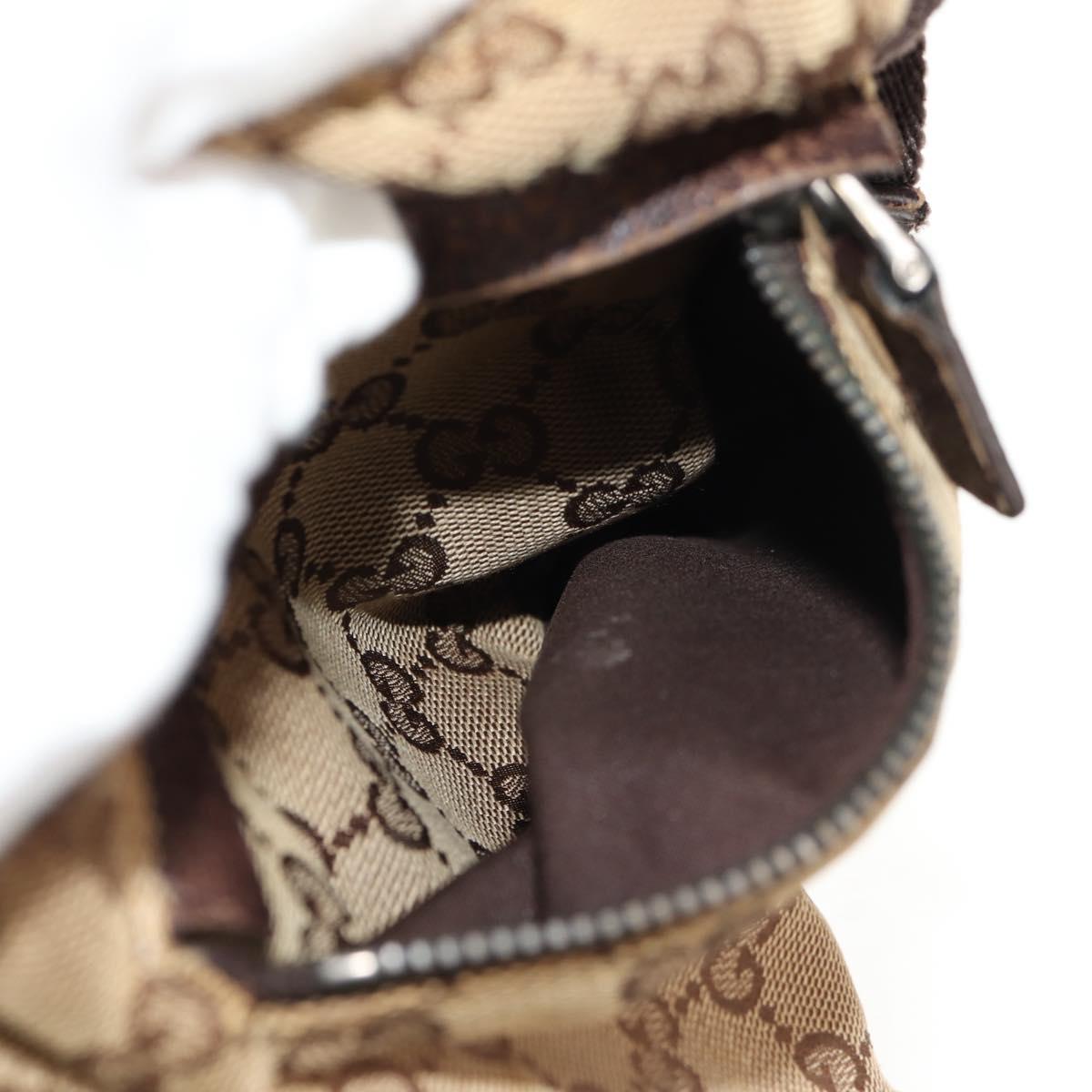 GUCCI GG Canvas Waist Bag Beige Silver 28566 Auth 152001
