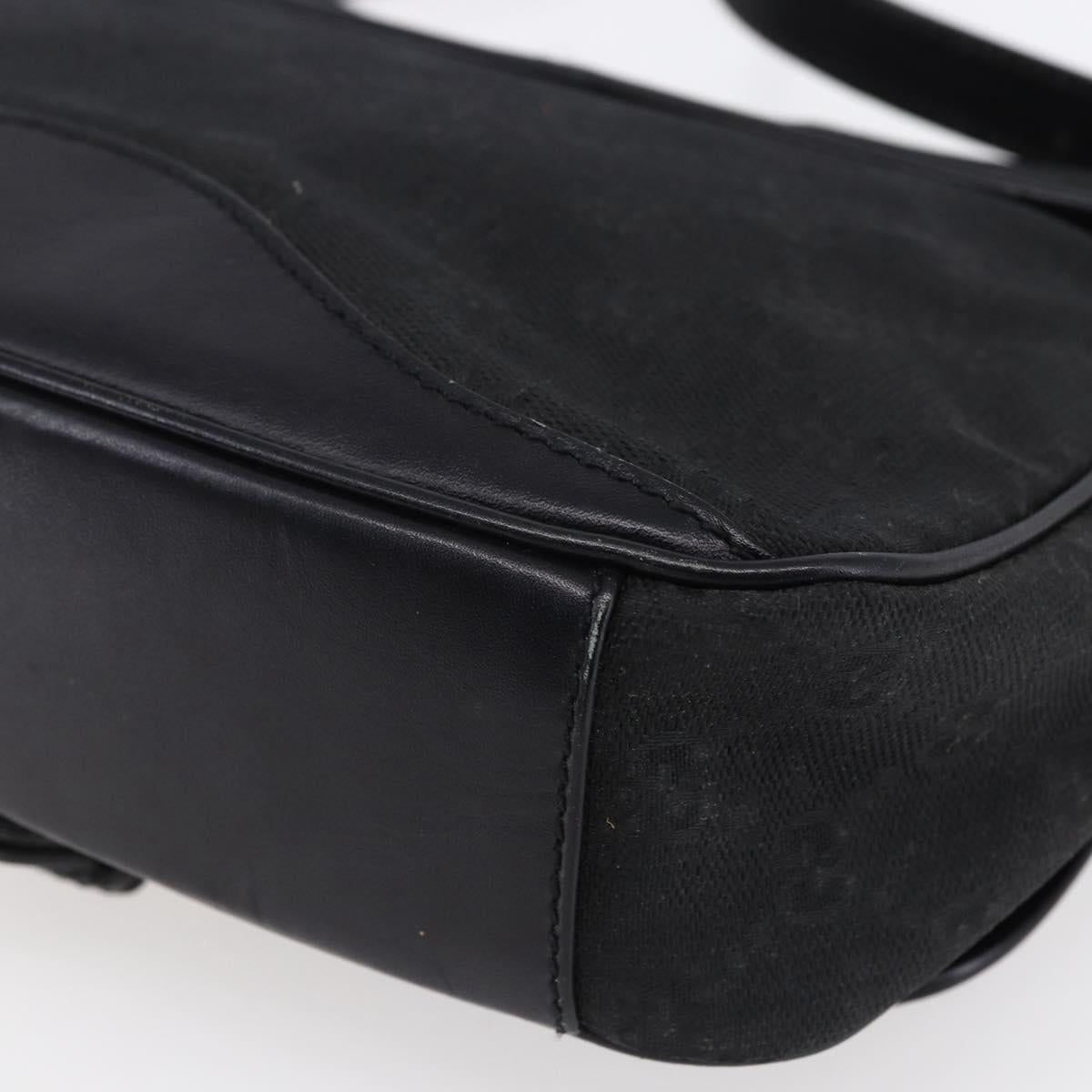 GUCCI GG Canvas Shoulder Bag Black Gold Auth 152003