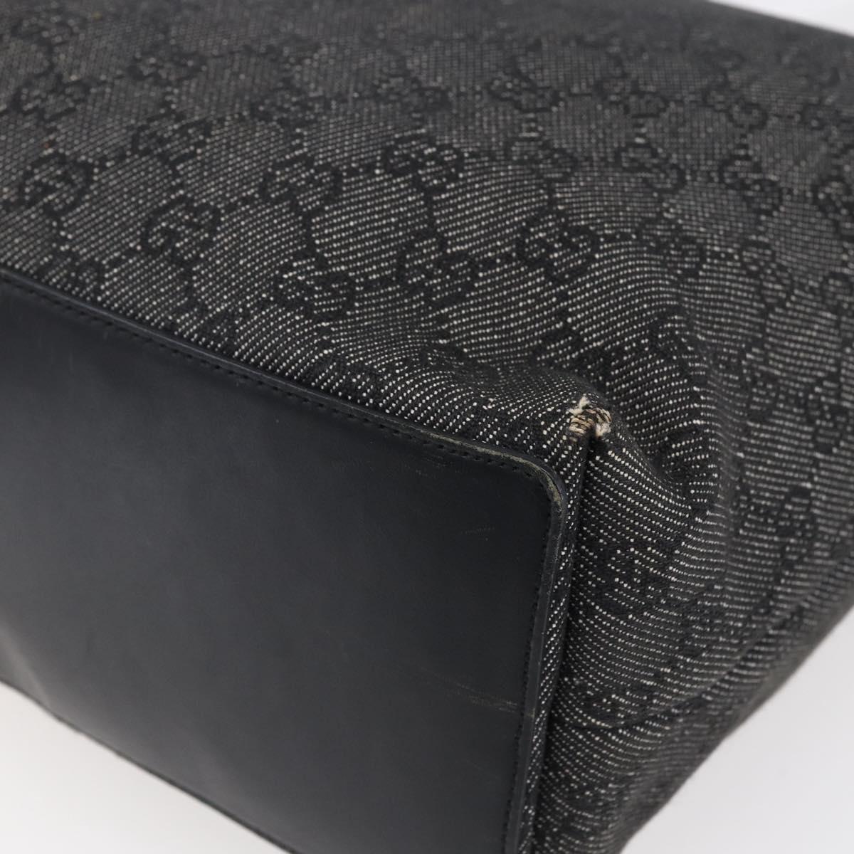 GUCCI GG Canvas Tote Bag Black Silver 31243 Auth 152006