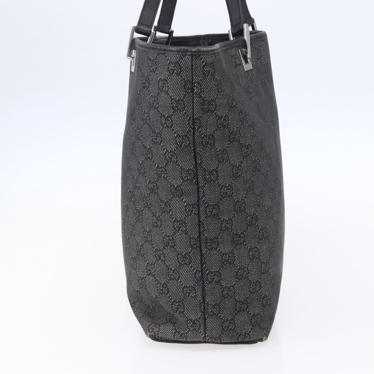 GUCCI GG Canvas Tote Bag Black Silver 31243 Auth 152006