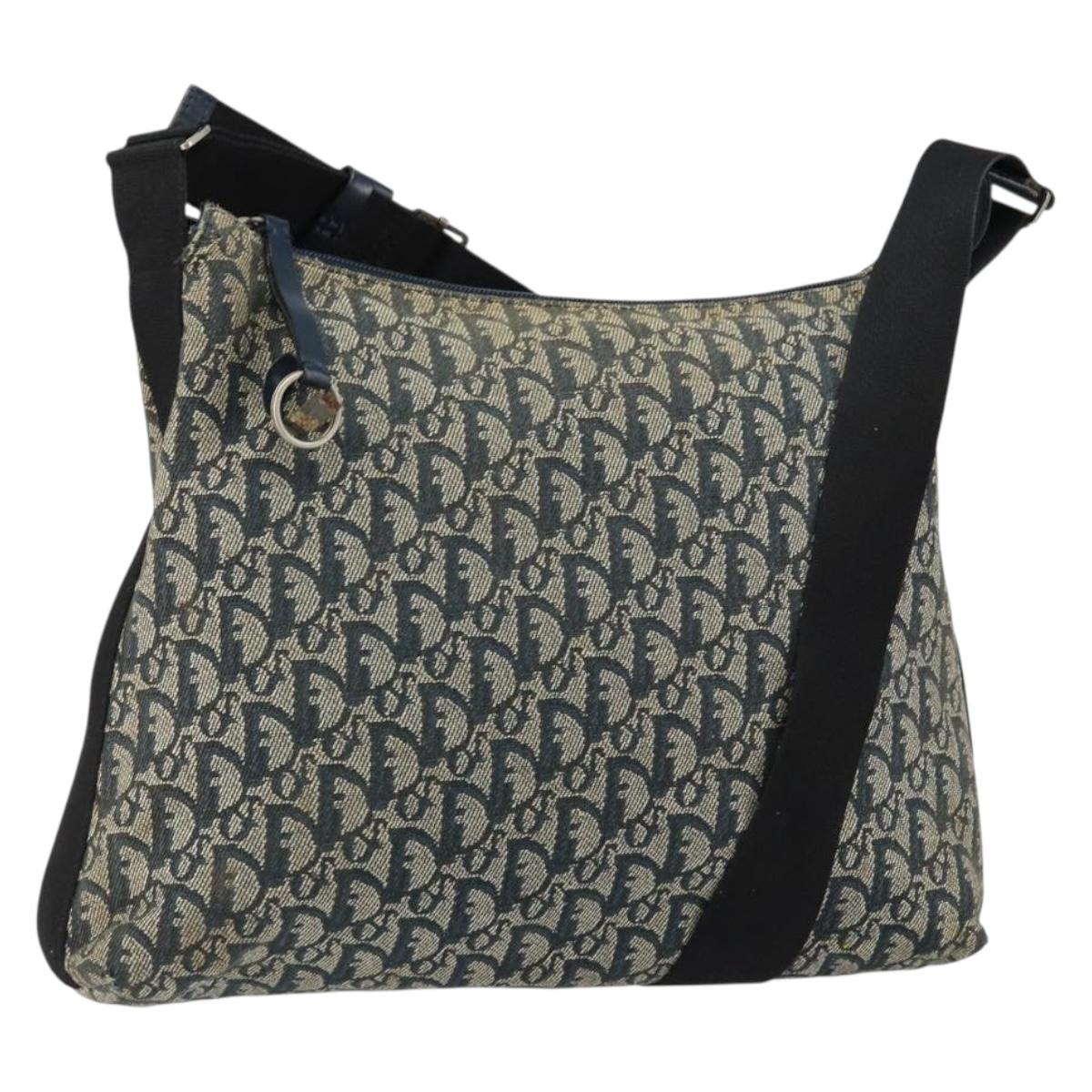Christian Dior Trotter Canvas Shoulder Bag Navy Auth 152007