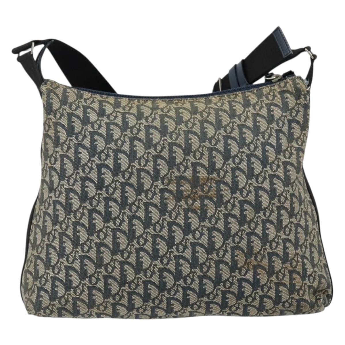 Christian Dior Trotter Canvas Shoulder Bag Navy Auth 152007