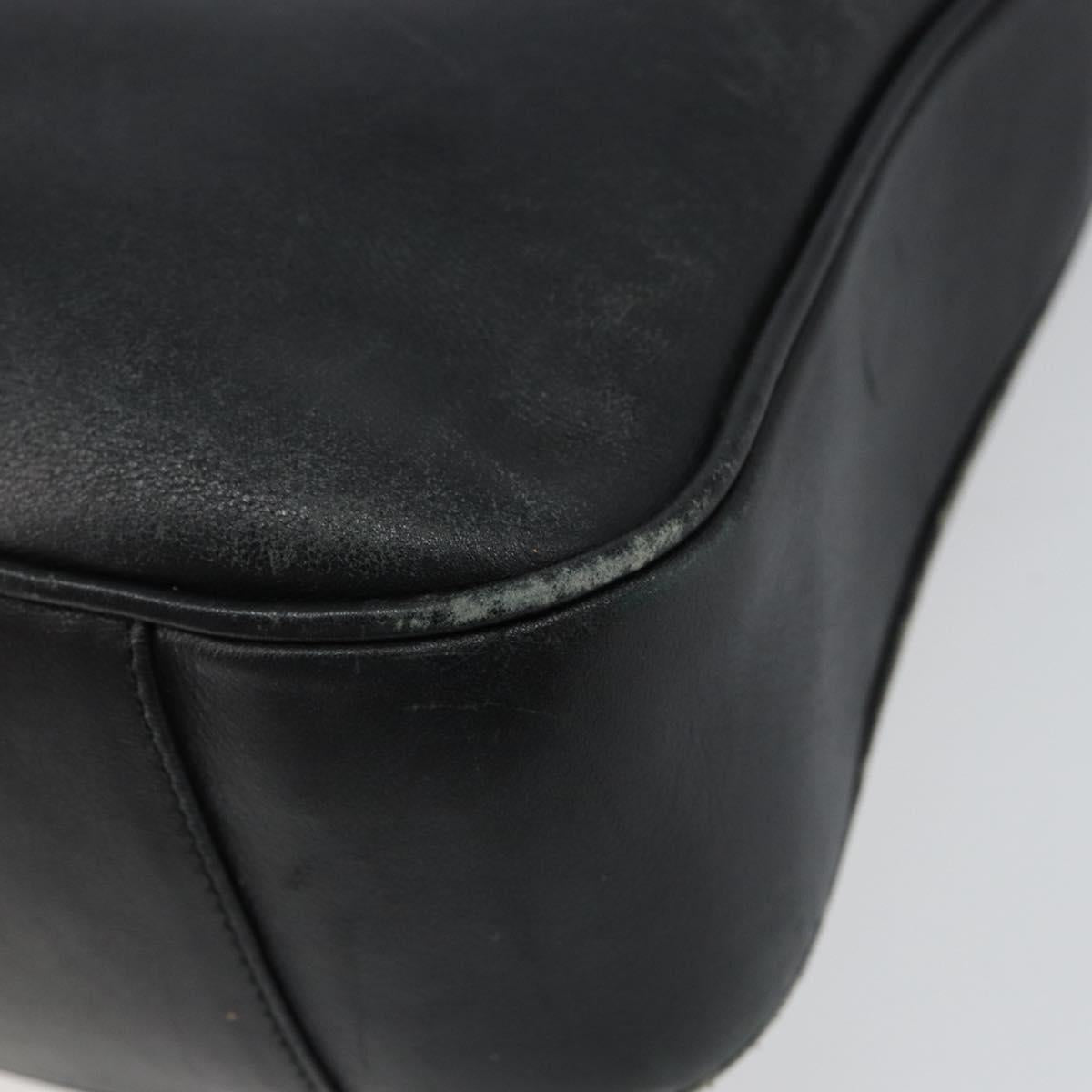 GUCCI Bamboo Hand Bag Leather Black Gold 001 0166 1638 Auth 152010