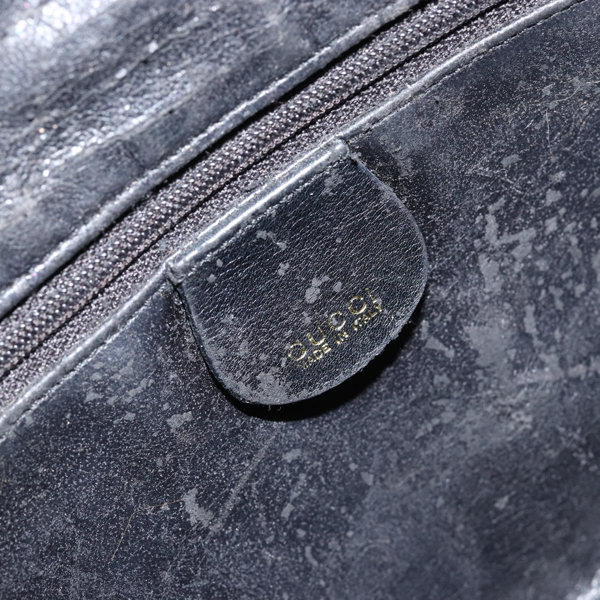 GUCCI Bamboo Hand Bag Leather Black Gold 001 0166 1638 Auth 152010