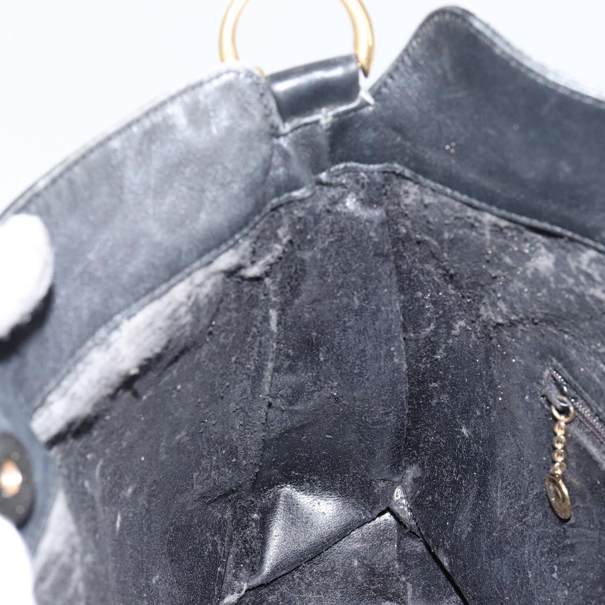 GUCCI Bamboo Hand Bag Leather Black Gold 001 0166 1638 Auth 152010