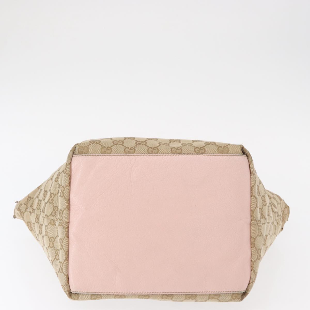 GUCCI GG Canvas Sherry Line Tote Bag Beige Pink 131230 Auth 152017