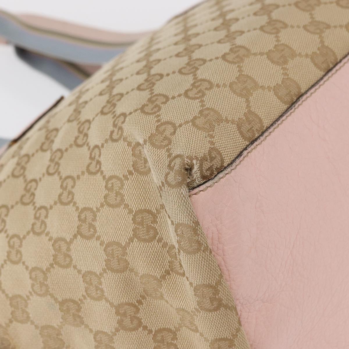 GUCCI GG Canvas Sherry Line Tote Bag Beige Pink 131230 Auth 152017