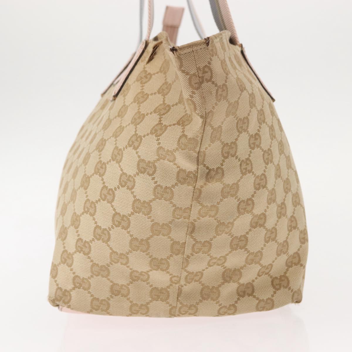 GUCCI GG Canvas Sherry Line Tote Bag Beige Pink 131230 Auth 152017