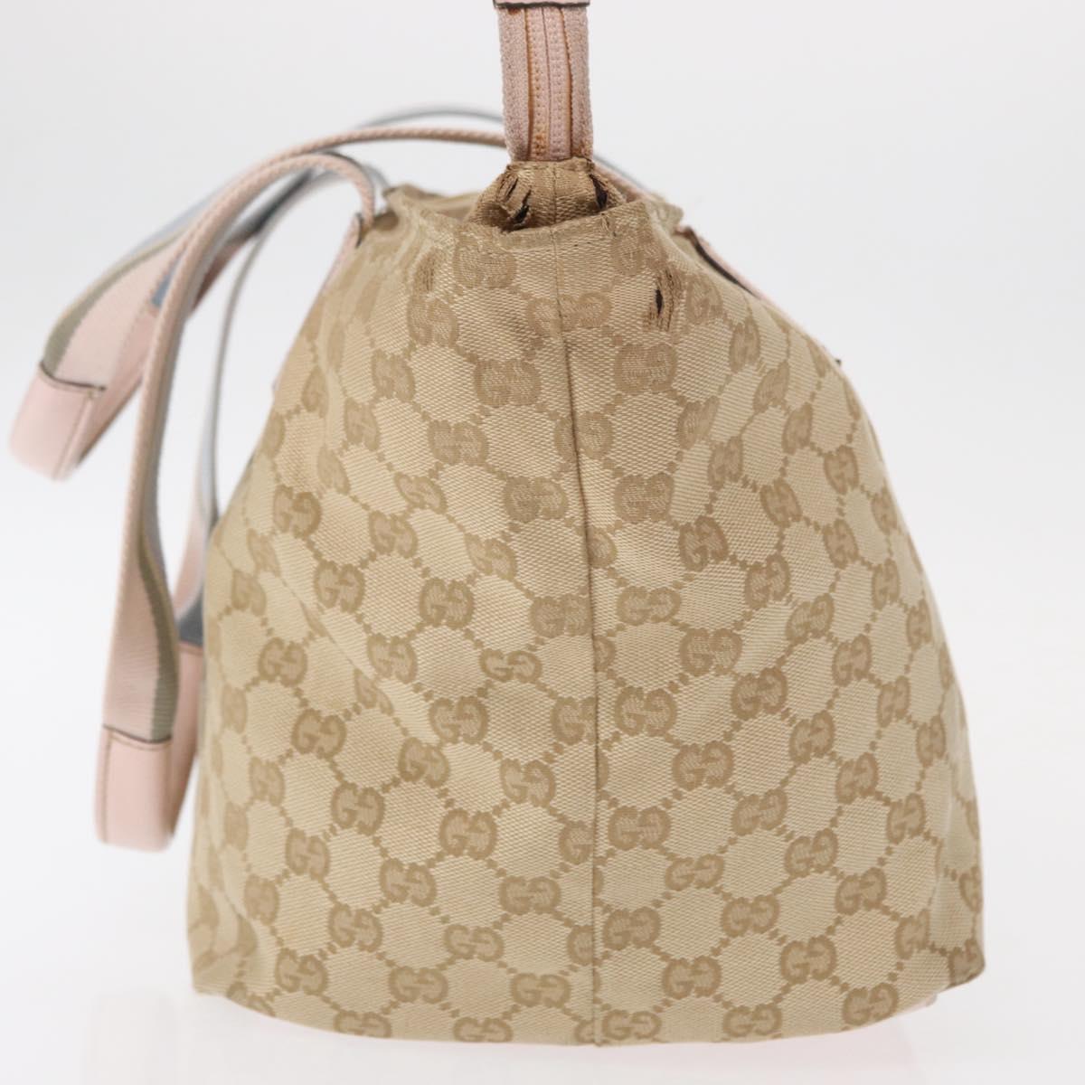 GUCCI GG Canvas Sherry Line Tote Bag Beige Pink 131230 Auth 152017