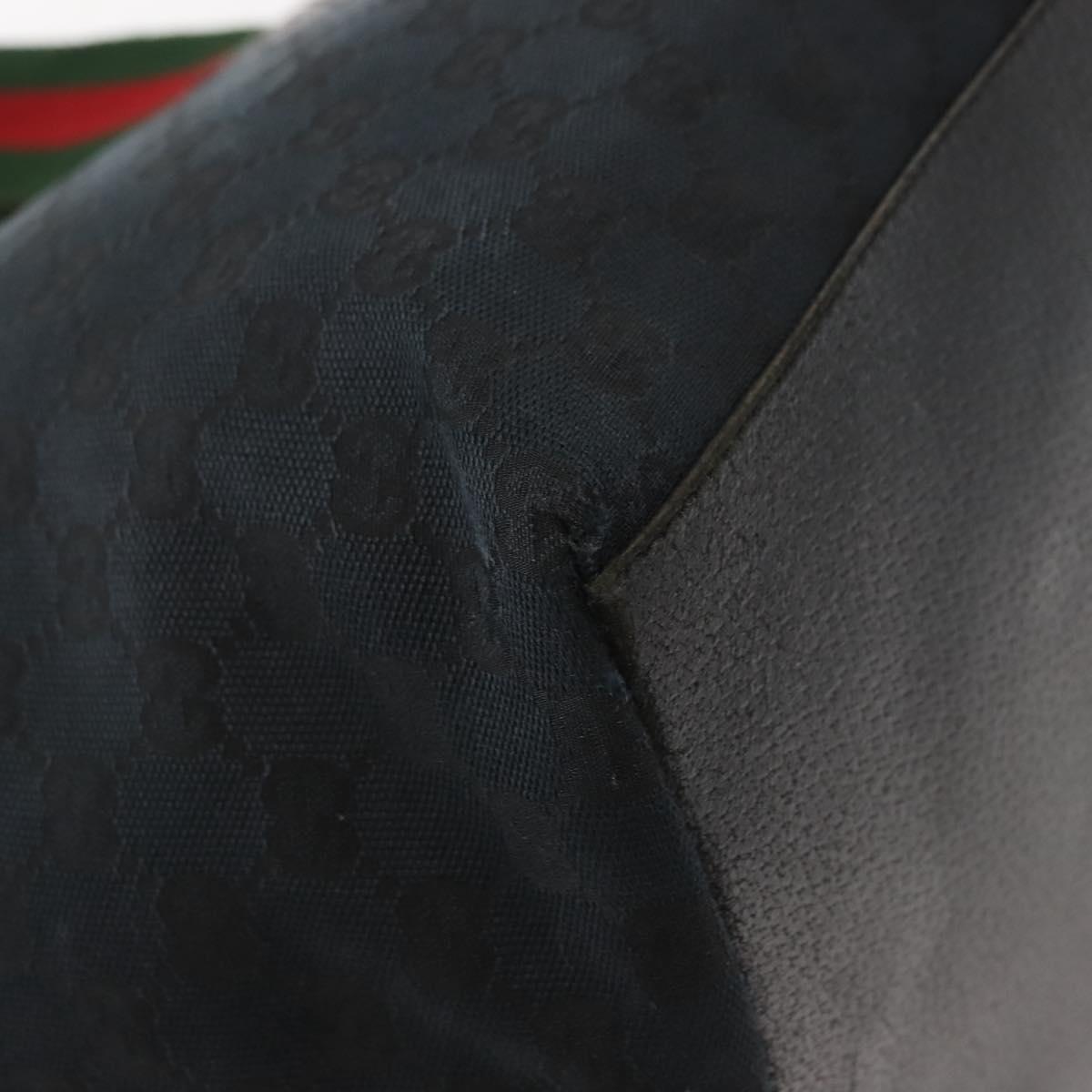 GUCCI GG Canvas Web Sherry Line Tote Bag Black Red 131230 Auth 152018