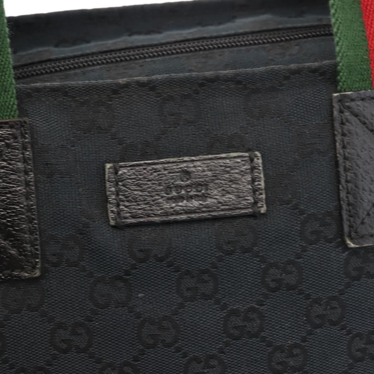 GUCCI GG Canvas Web Sherry Line Tote Bag Black Red 131230 Auth 152018