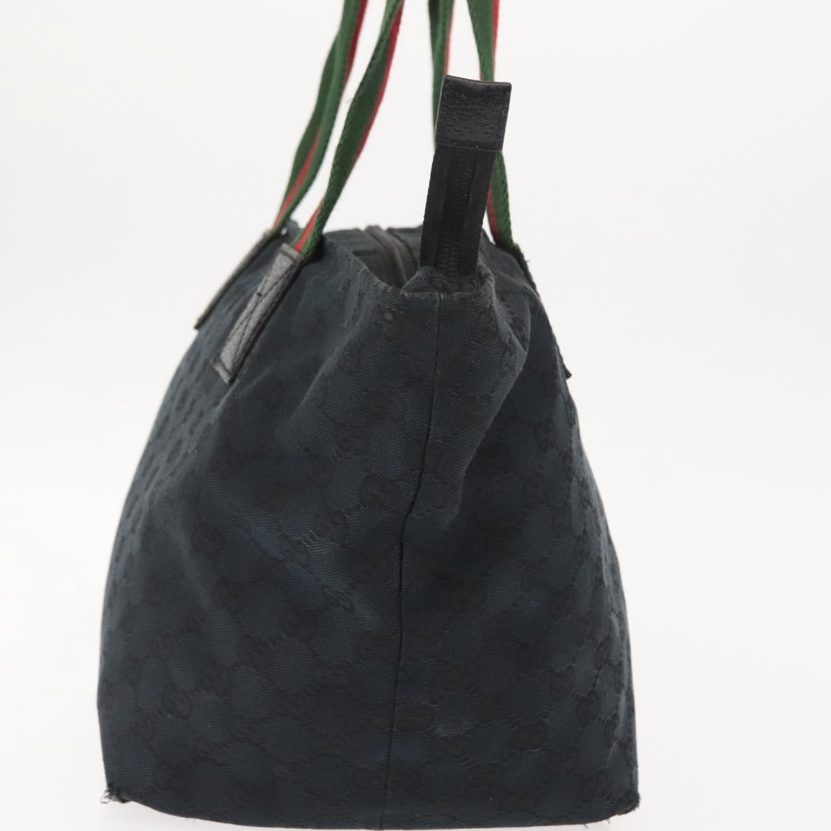 GUCCI GG Canvas Web Sherry Line Tote Bag Black Red 131230 Auth 152018