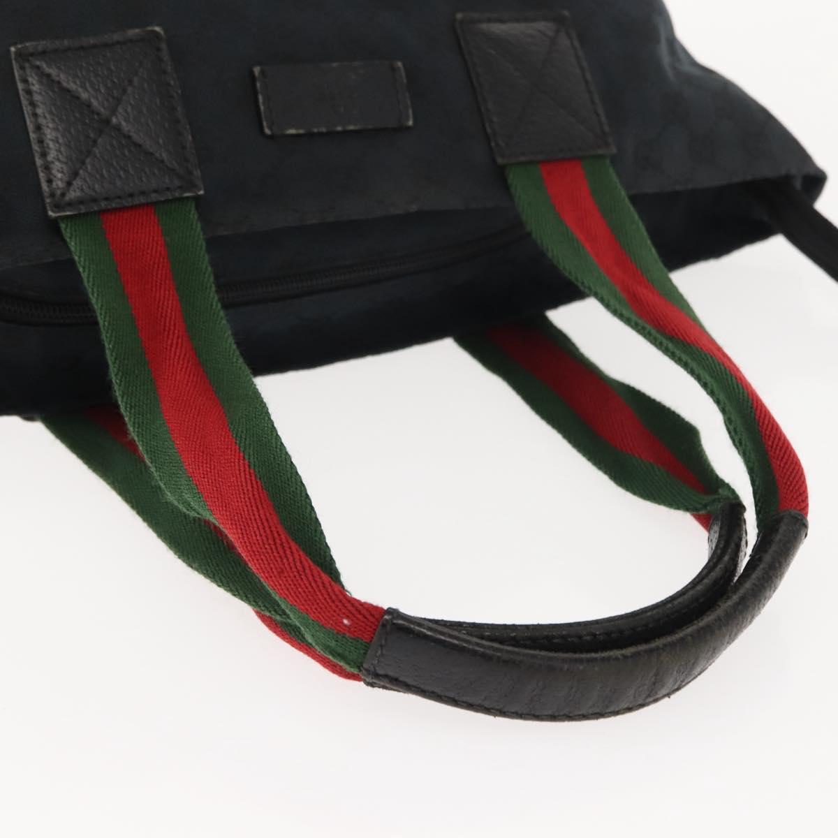 GUCCI GG Canvas Web Sherry Line Tote Bag Black Red 131230 Auth 152018