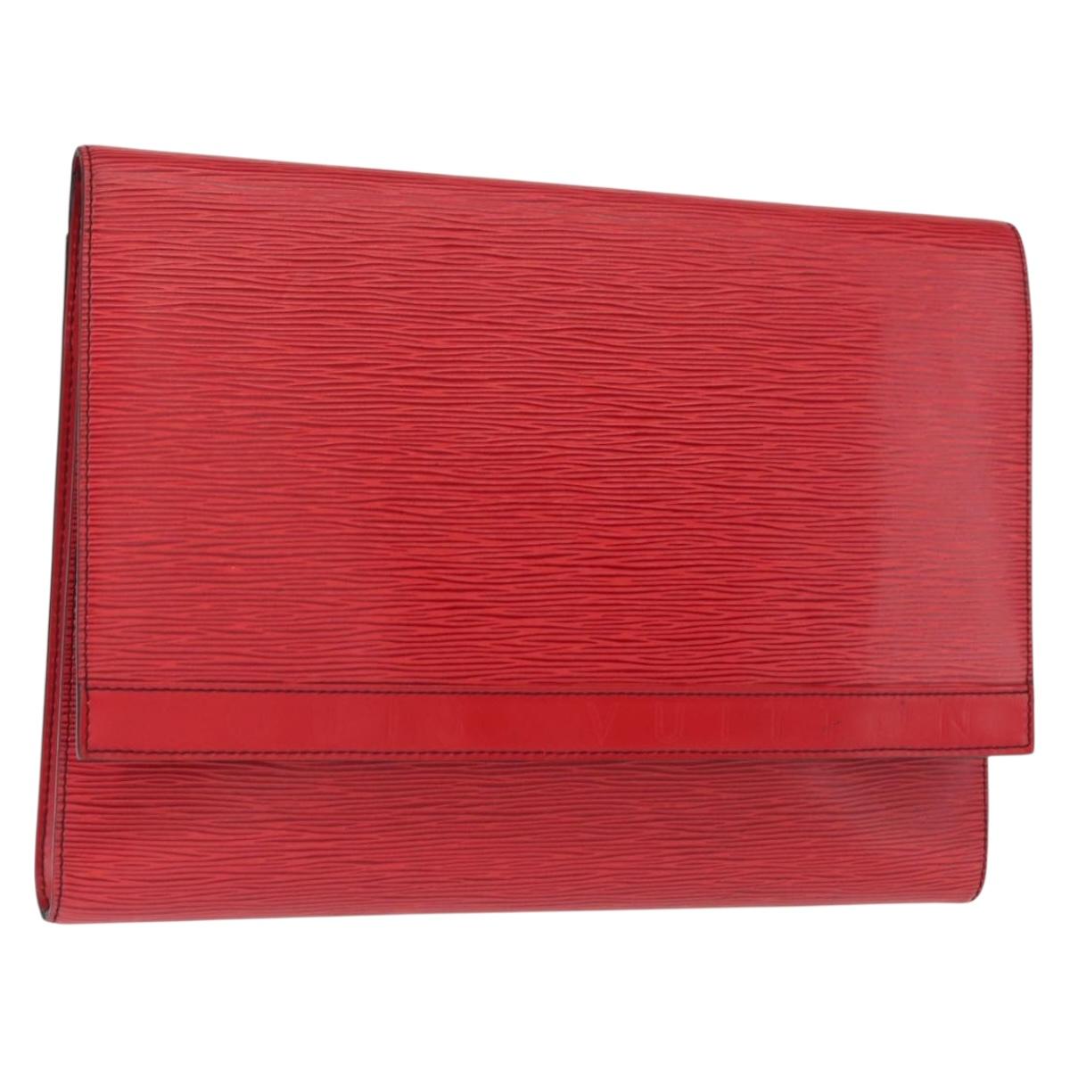 LOUIS VUITTON Epi Pochette Envelope Clutch Bag Red M52587 LV Auth 152020