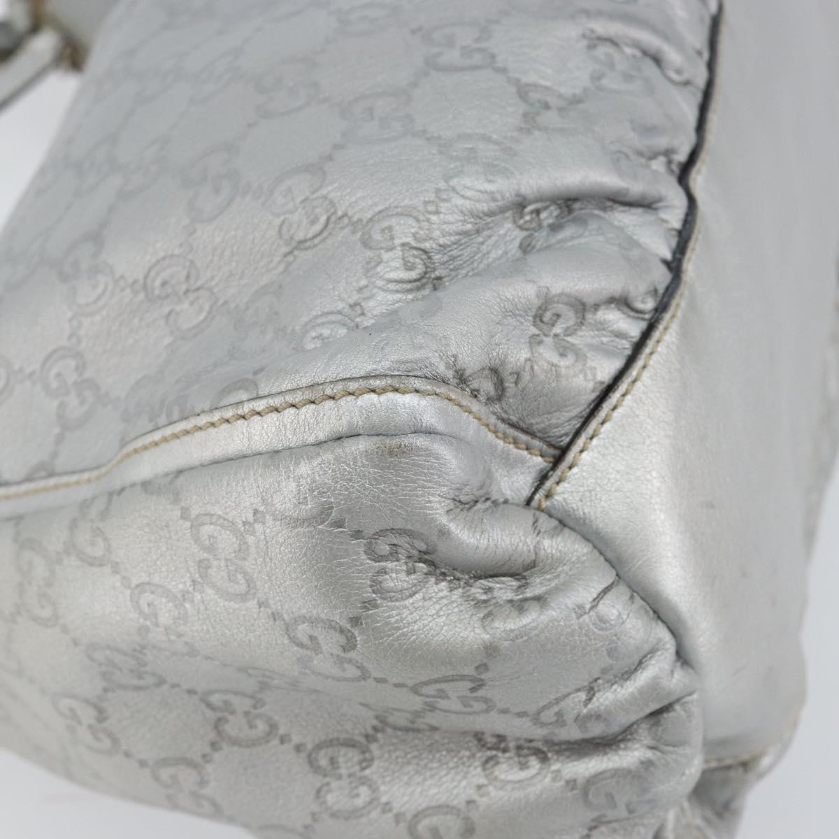 GUCCI GG Canvas Guccissima Abbey Shoulder Bag Leather Silver 189833 Auth 152021