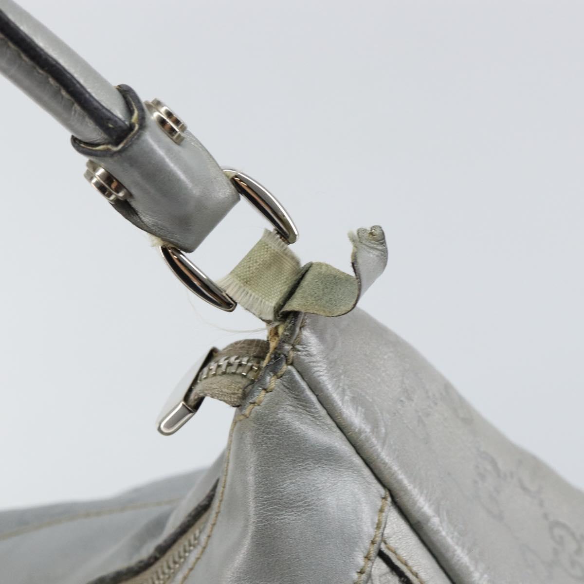 GUCCI GG Canvas Guccissima Abbey Shoulder Bag Leather Silver 189833 Auth 152021