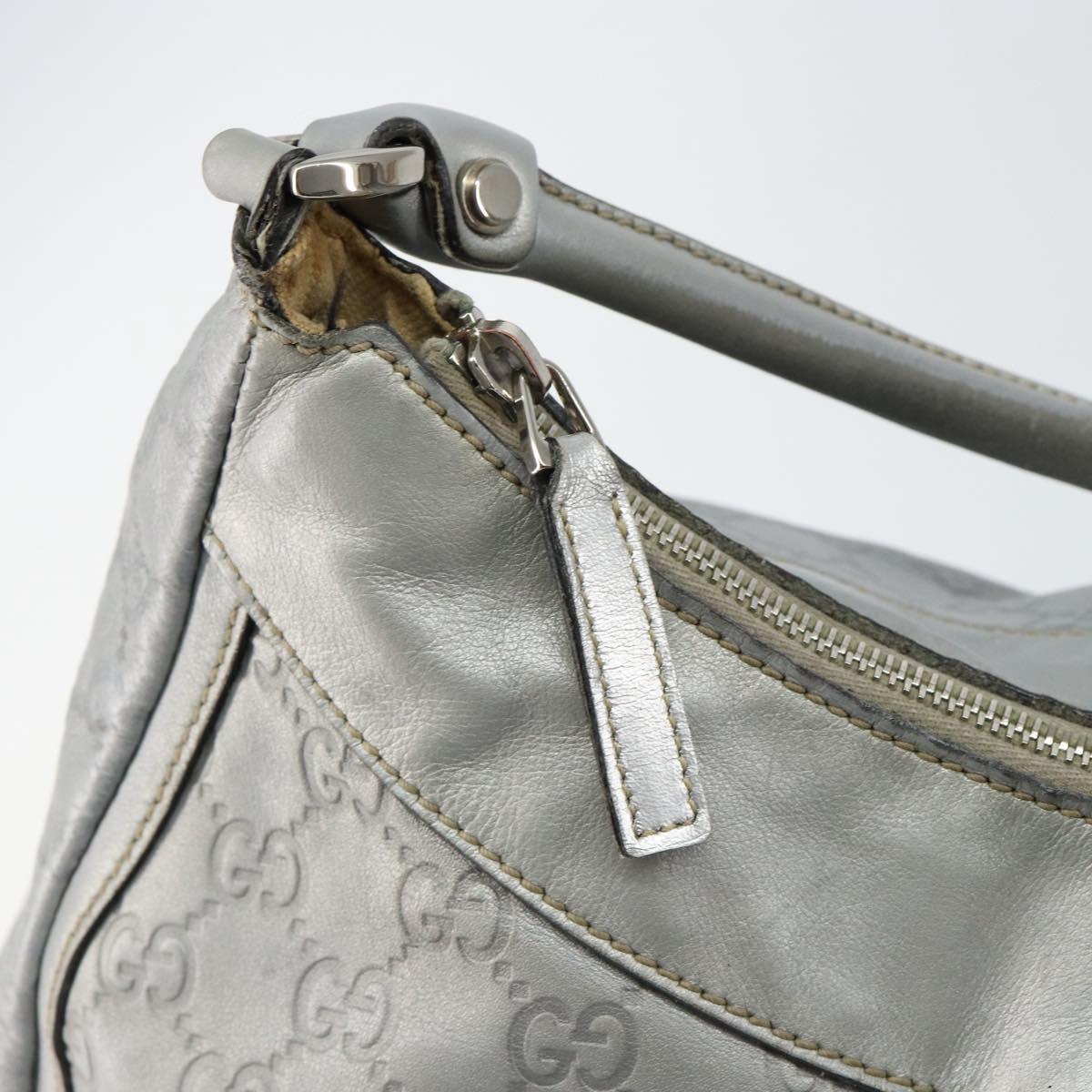 GUCCI GG Canvas Guccissima Abbey Shoulder Bag Leather Silver 189833 Auth 152021