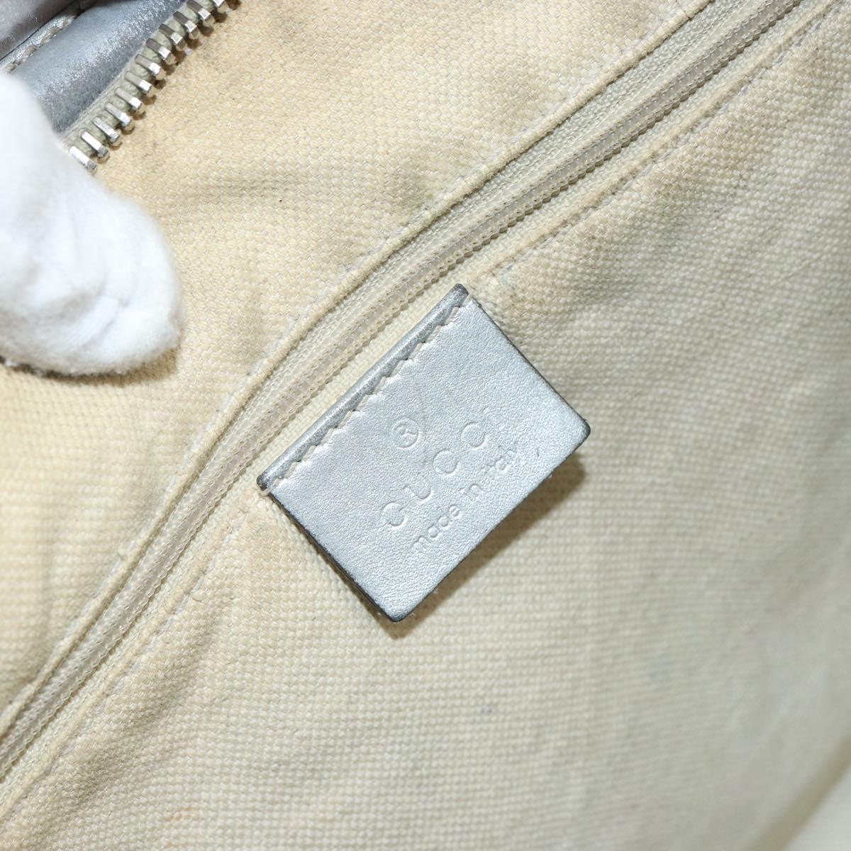 GUCCI GG Canvas Guccissima Abbey Shoulder Bag Leather Silver 189833 Auth 152021