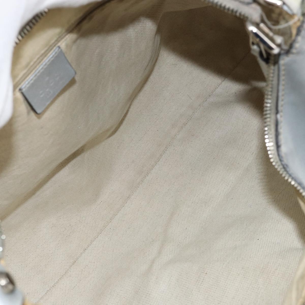 GUCCI GG Canvas Guccissima Abbey Shoulder Bag Leather Silver 189833 Auth 152021