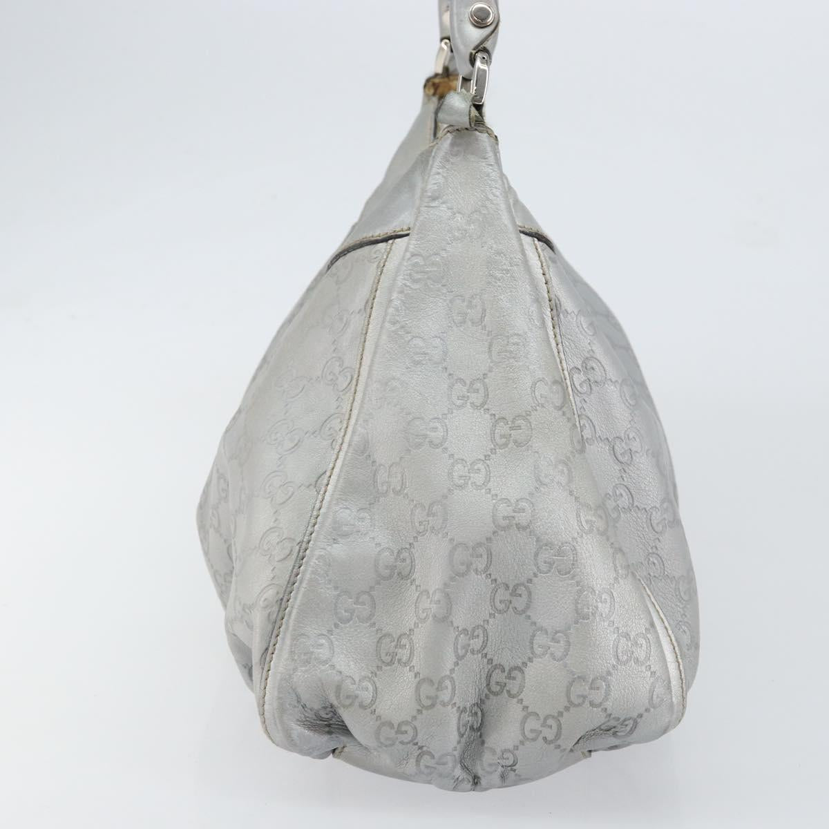 GUCCI GG Canvas Guccissima Abbey Shoulder Bag Leather Silver 189833 Auth 152021