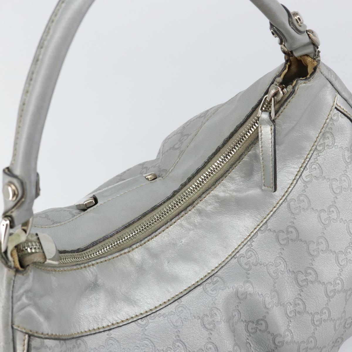 GUCCI GG Canvas Guccissima Abbey Shoulder Bag Leather Silver 189833 Auth 152021