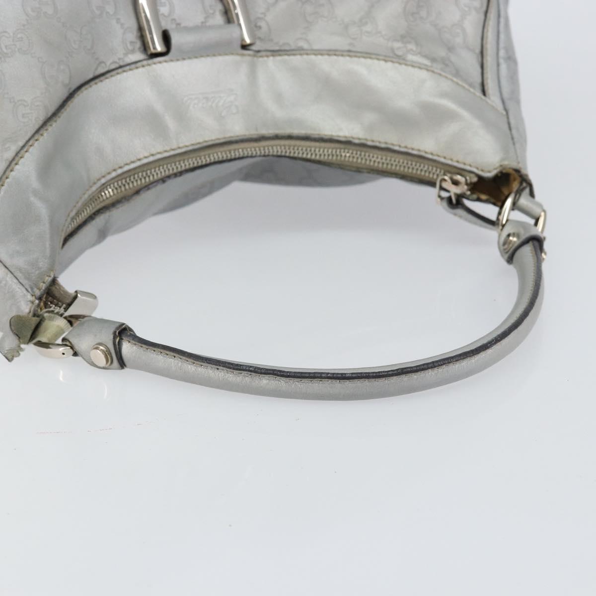 GUCCI GG Canvas Guccissima Abbey Shoulder Bag Leather Silver 189833 Auth 152021