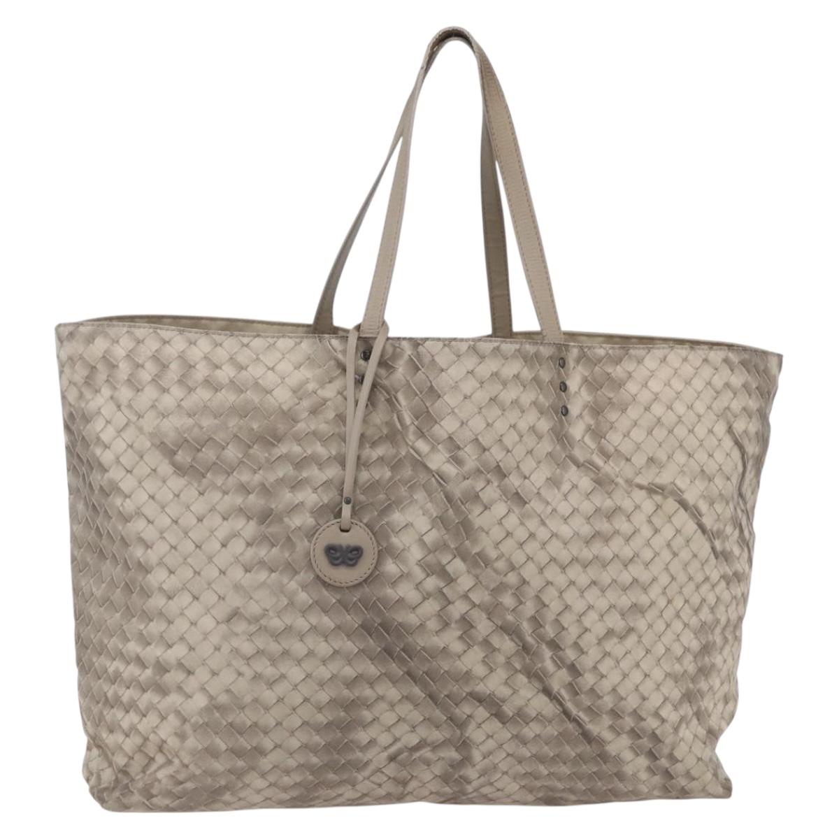 BOTTEGA VENETA Tote Bag Nylon Beige Auth 152022