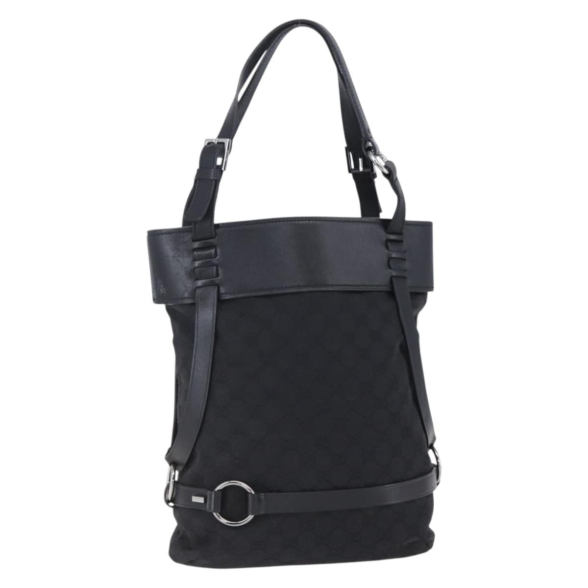 GUCCI GG Canvas Tote Bag Black Silver 106248 Auth 152026