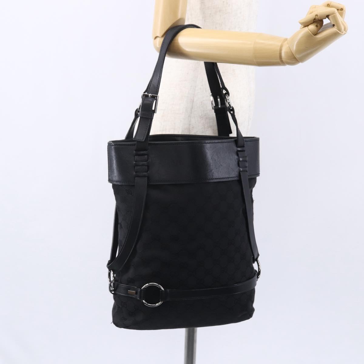 GUCCI GG Canvas Tote Bag Black Silver 106248 Auth 152026