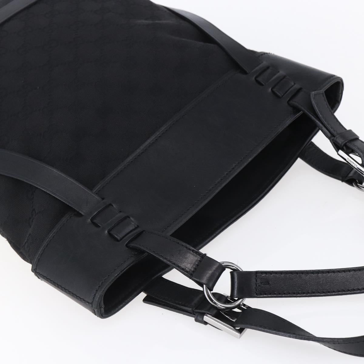 GUCCI GG Canvas Tote Bag Black Silver 106248 Auth 152026