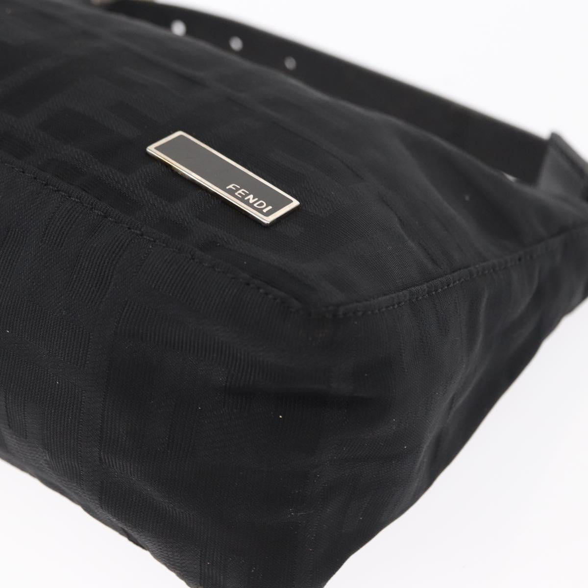 FENDI Zucca Canvas Pouch Black Silver Auth 152028