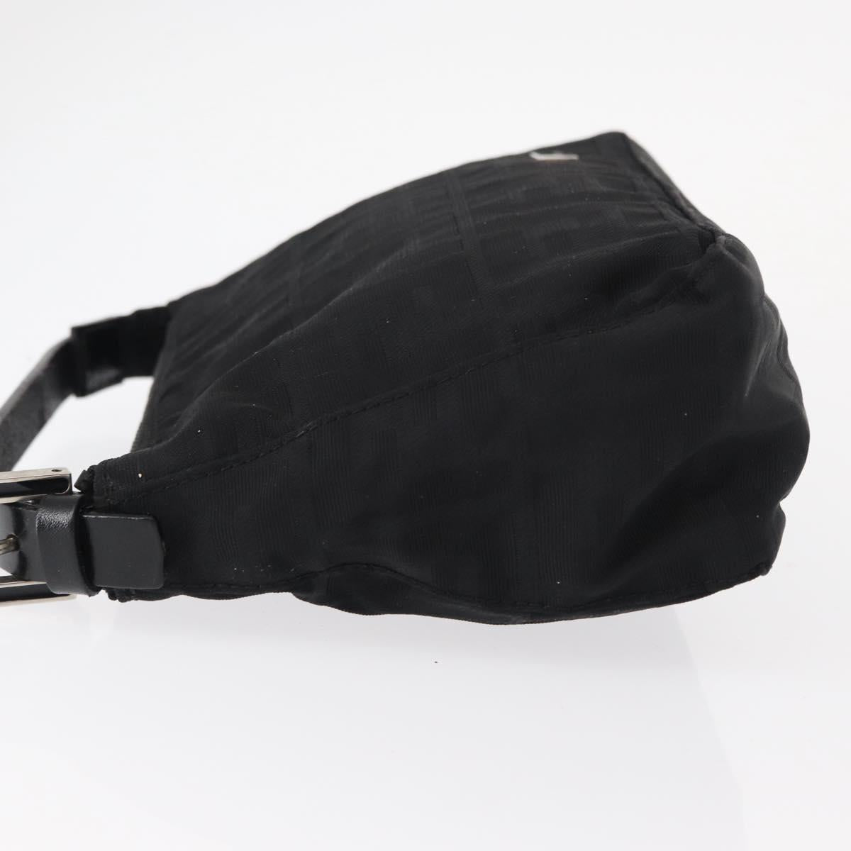FENDI Zucca Canvas Pouch Black Silver Auth 152028