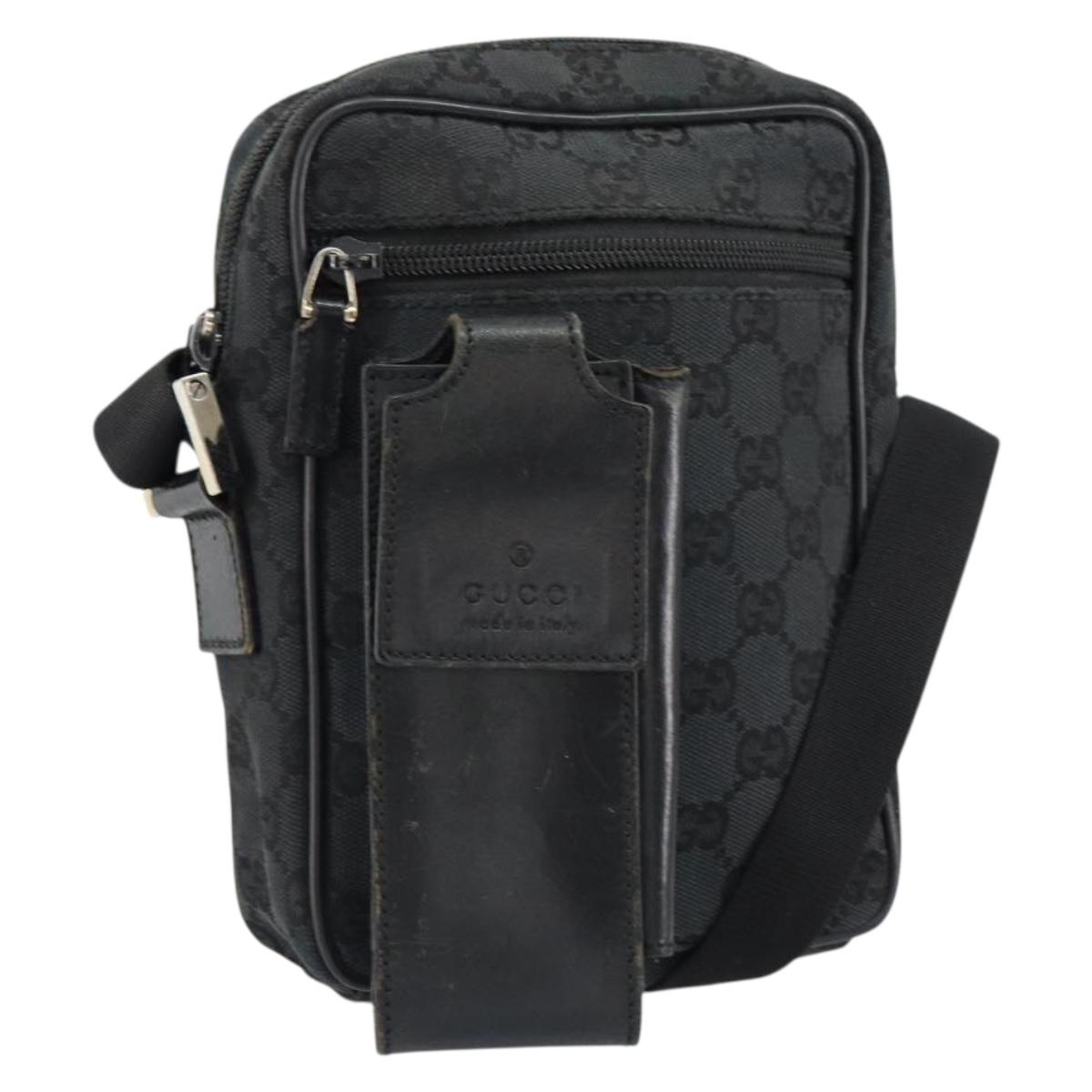 GUCCI GG Canvas Shoulder Bag Black Auth 152032