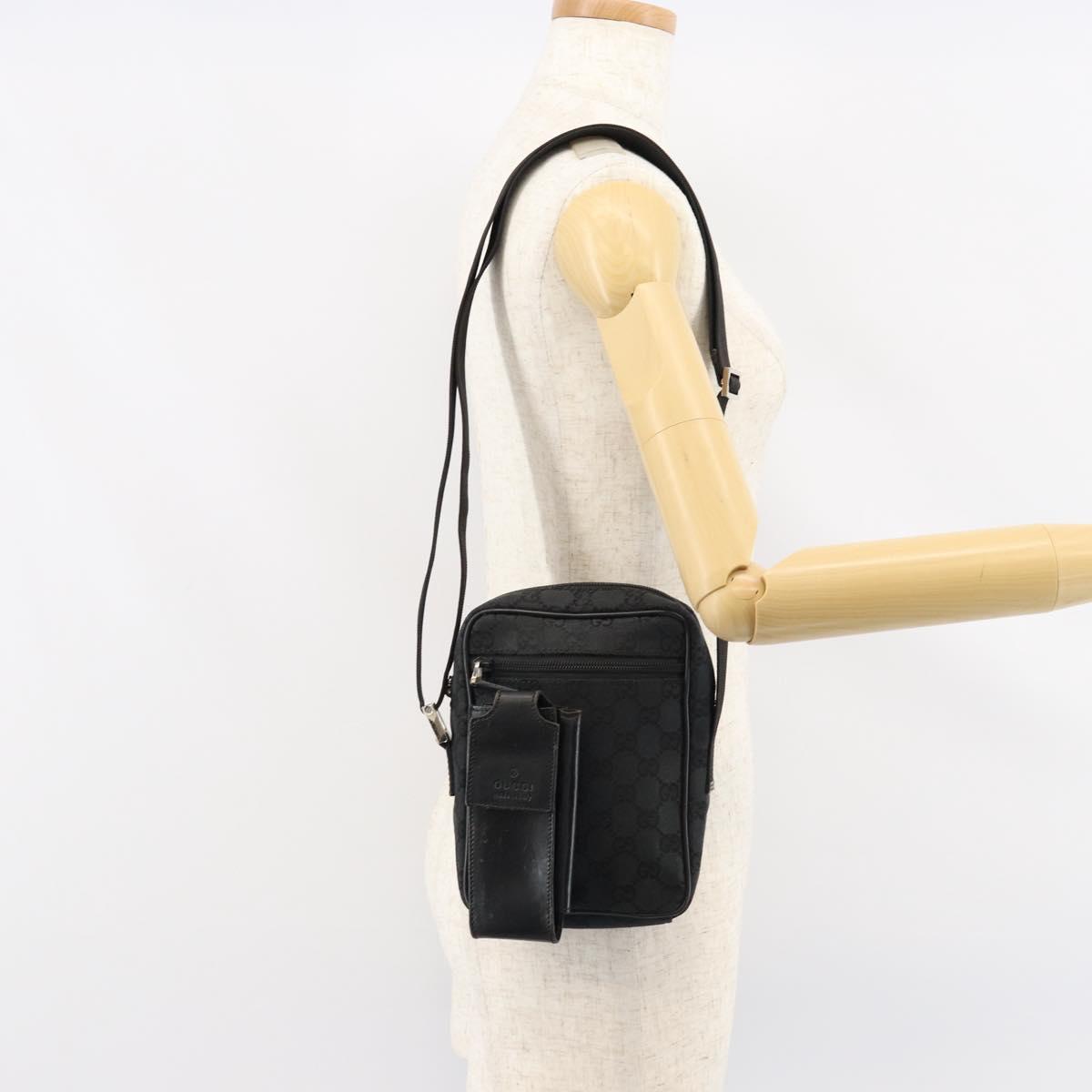 GUCCI GG Canvas Shoulder Bag Black Auth 152032