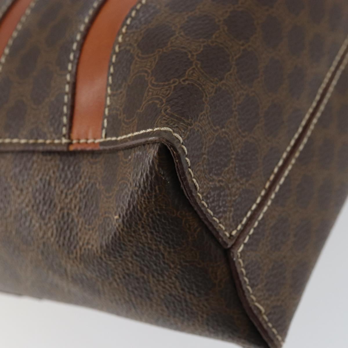CELINE Macadam Canvas Hand Bag PVC Brown Gold Auth 152033