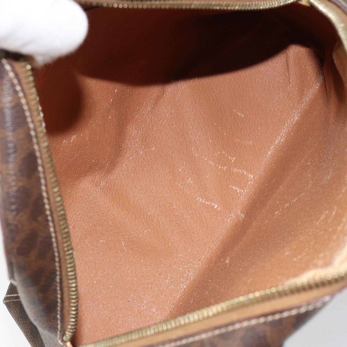 CELINE Macadam Canvas Hand Bag PVC Brown Gold Auth 152033