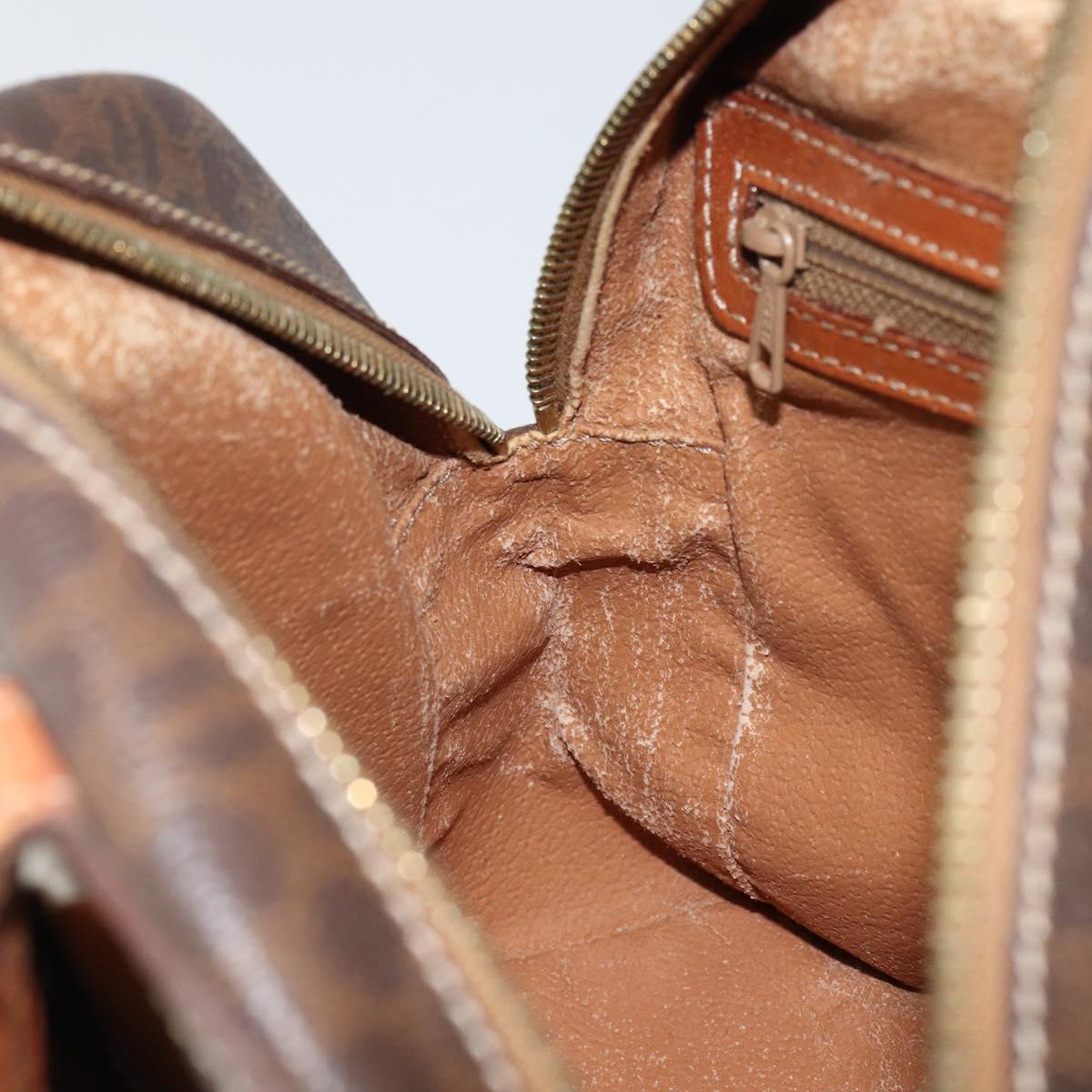 CELINE Macadam Canvas Hand Bag PVC Brown Gold Auth 152033