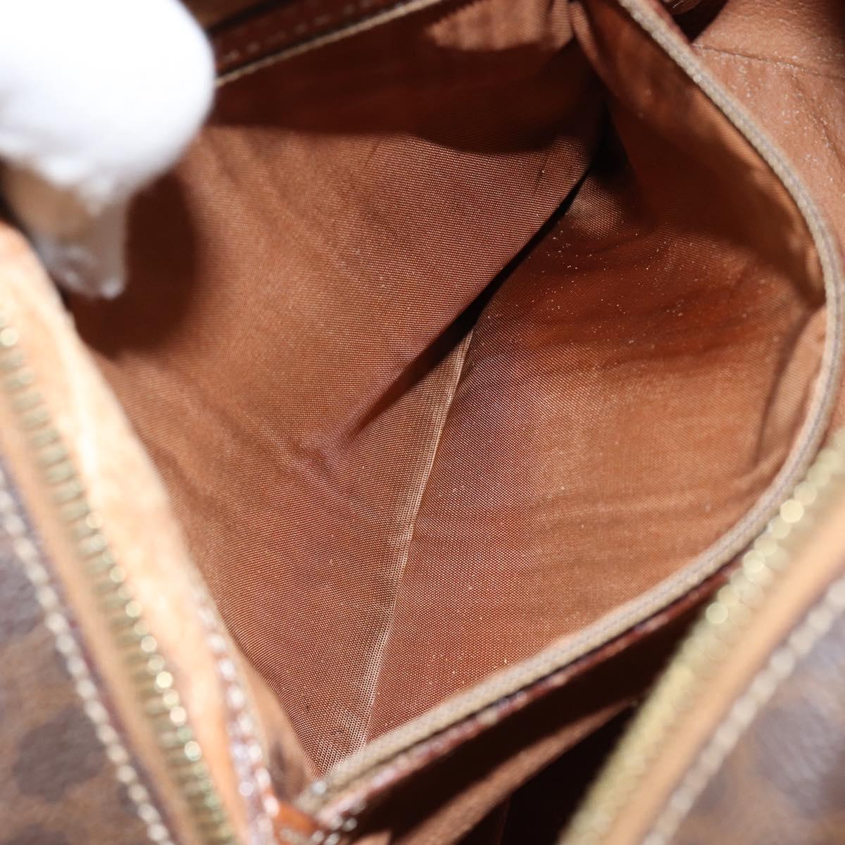 CELINE Macadam Canvas Hand Bag PVC Brown Gold Auth 152033