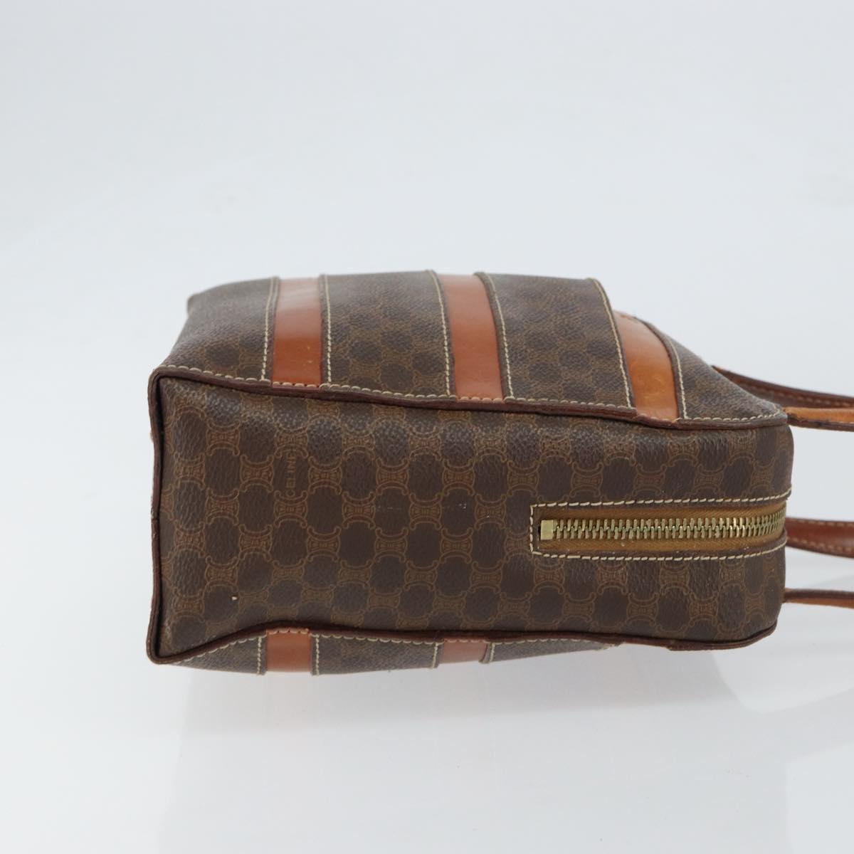 CELINE Macadam Canvas Hand Bag PVC Brown Gold Auth 152033