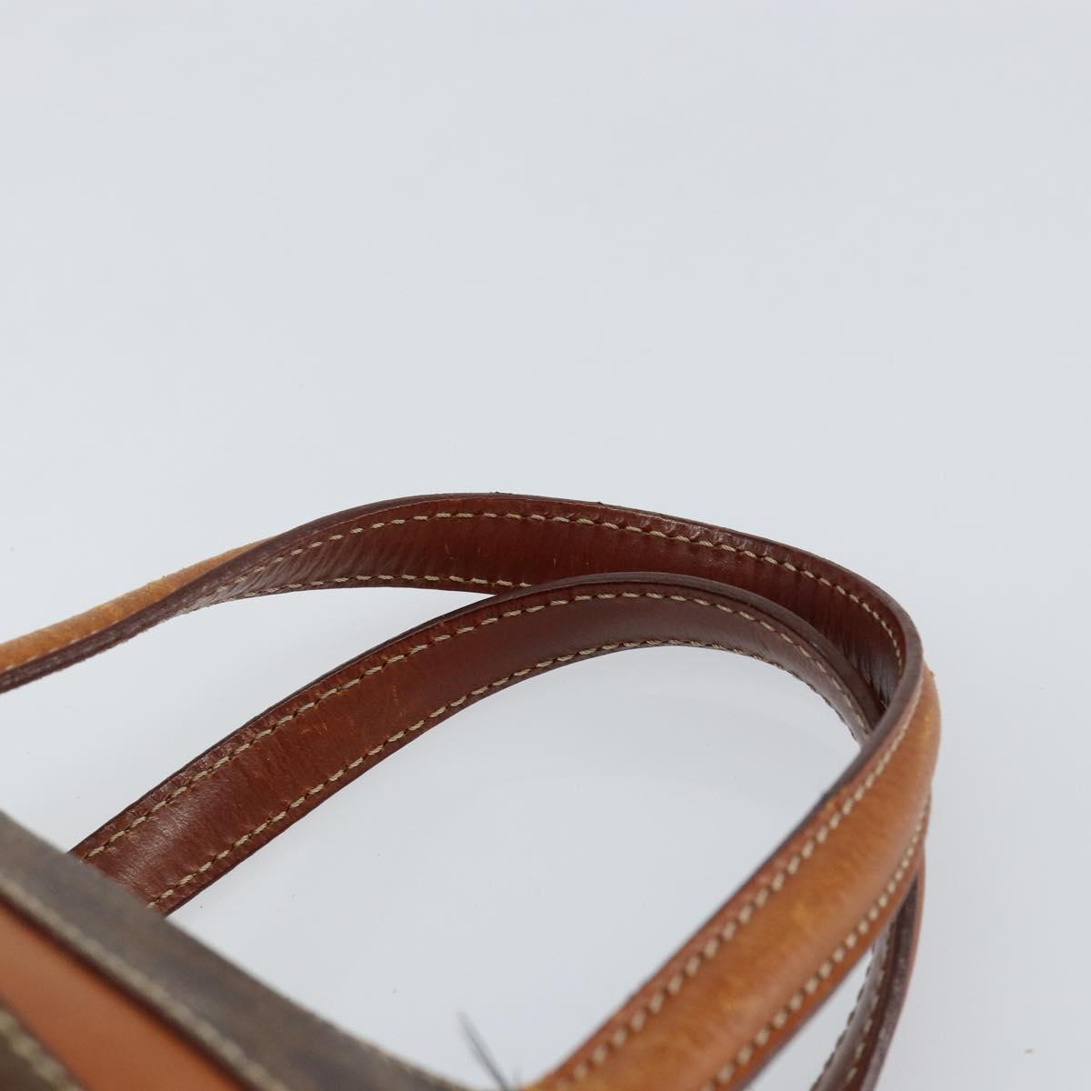 CELINE Macadam Canvas Hand Bag PVC Brown Gold Auth 152033