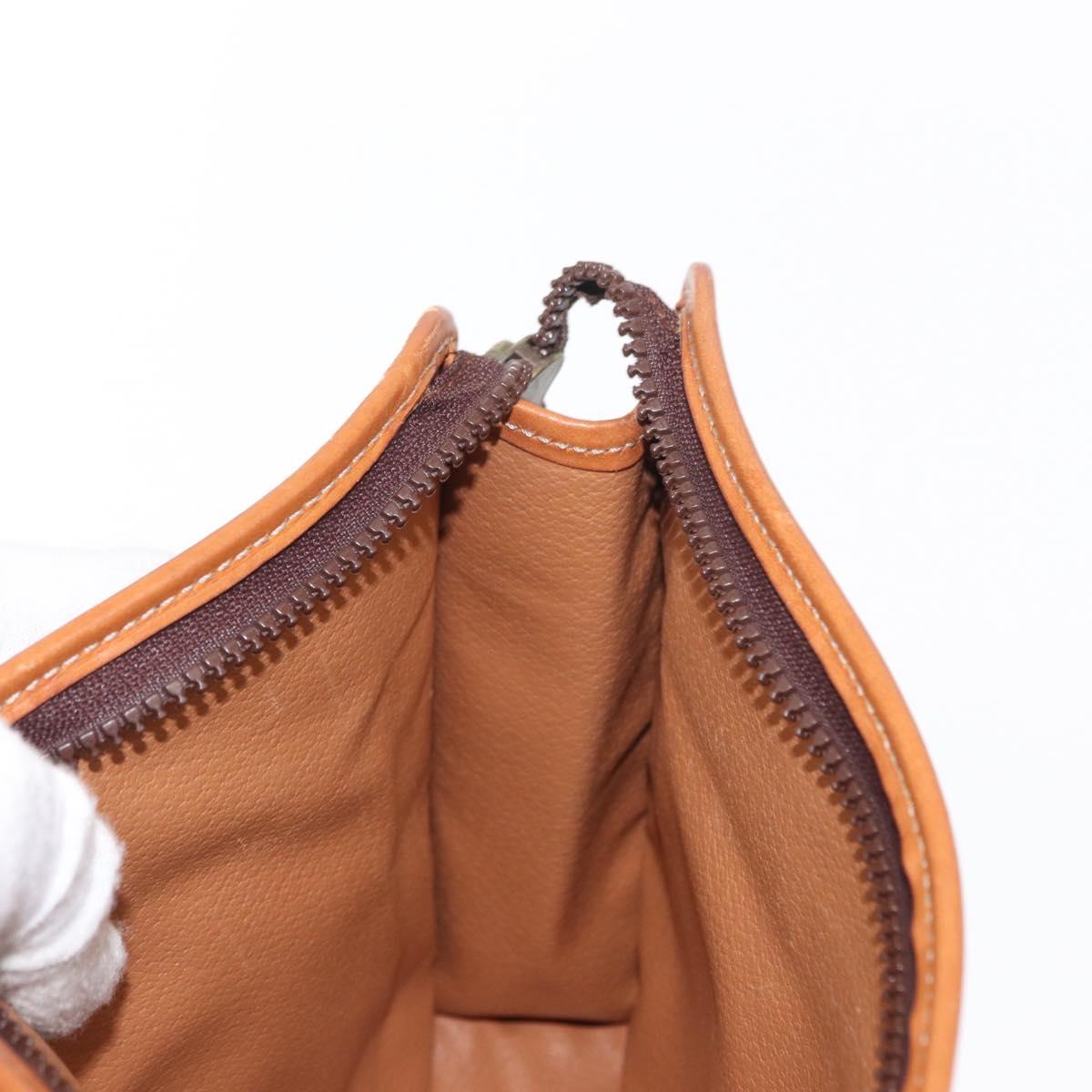 CELINE Macadam Canvas Clutch Bag PVC Leather Brown Gold Auth 152035