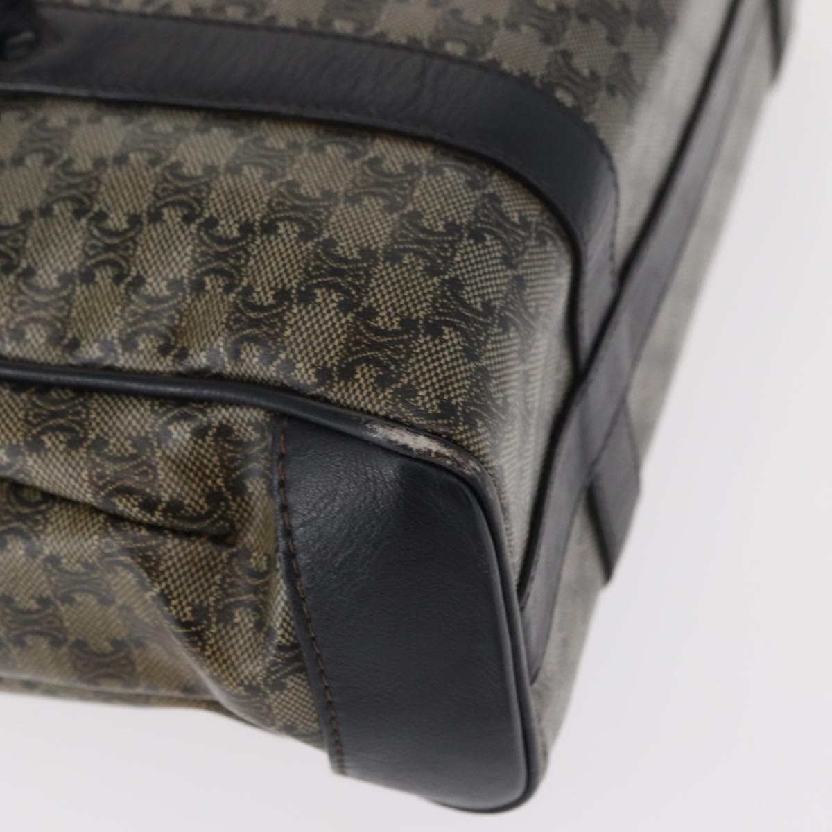 CELINE Macadam Canvas Shoulder Bag PVC Black Gold Auth 152036