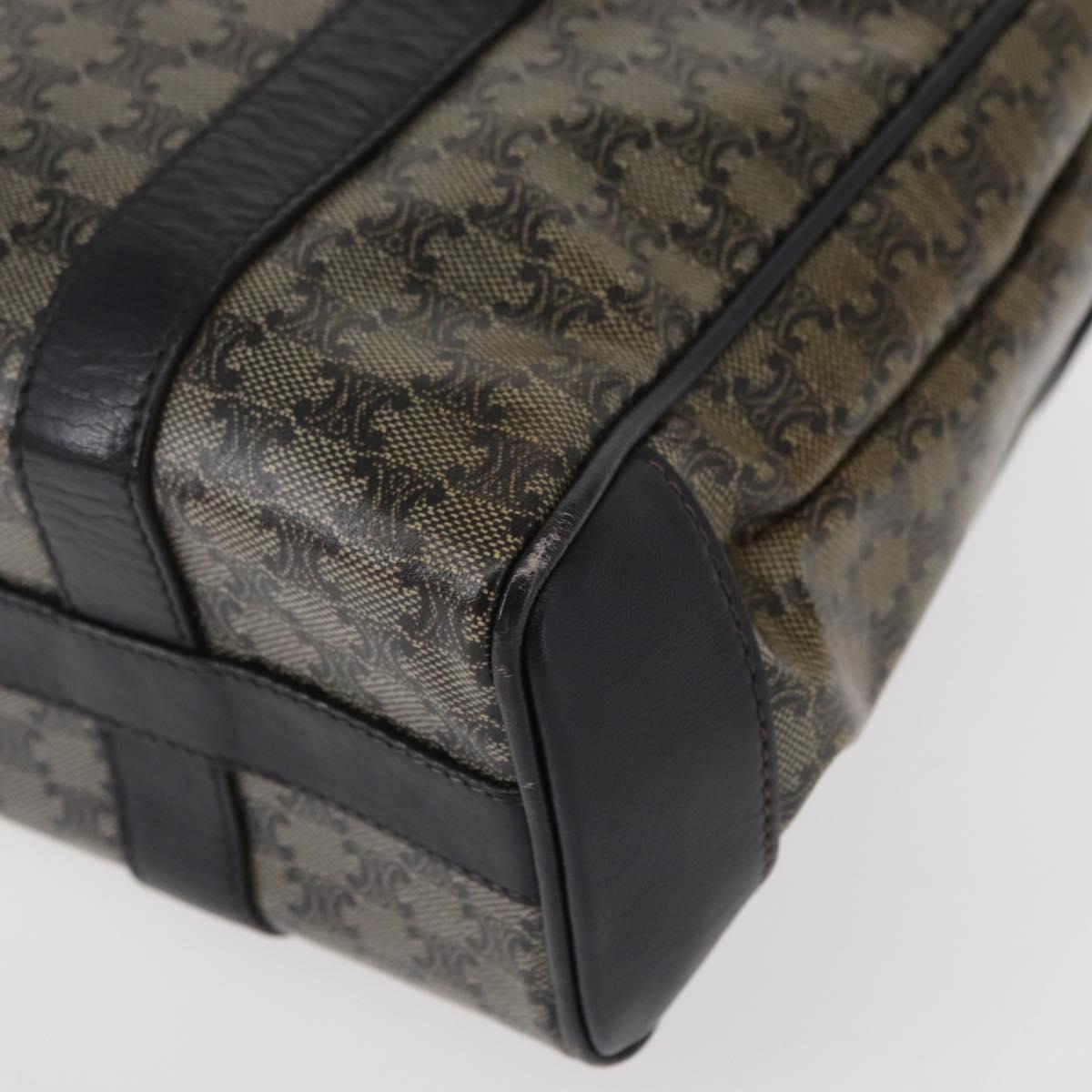 CELINE Macadam Canvas Shoulder Bag PVC Black Gold Auth 152036