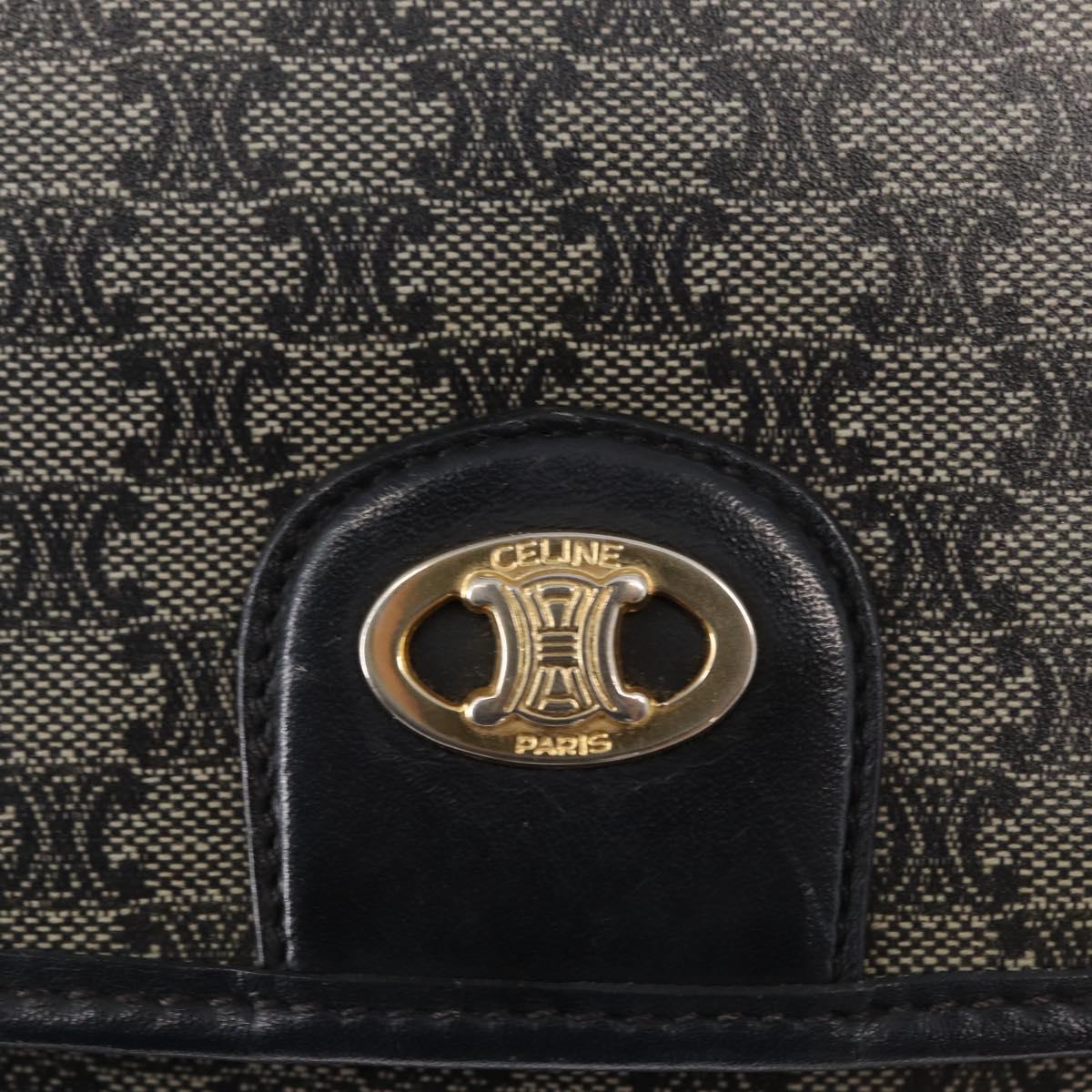 CELINE Macadam Canvas Shoulder Bag PVC Black Gold Auth 152036
